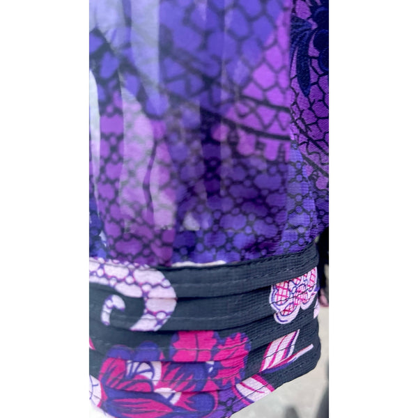 Chico's Purple Sheer Paisley Print Blouse Size M