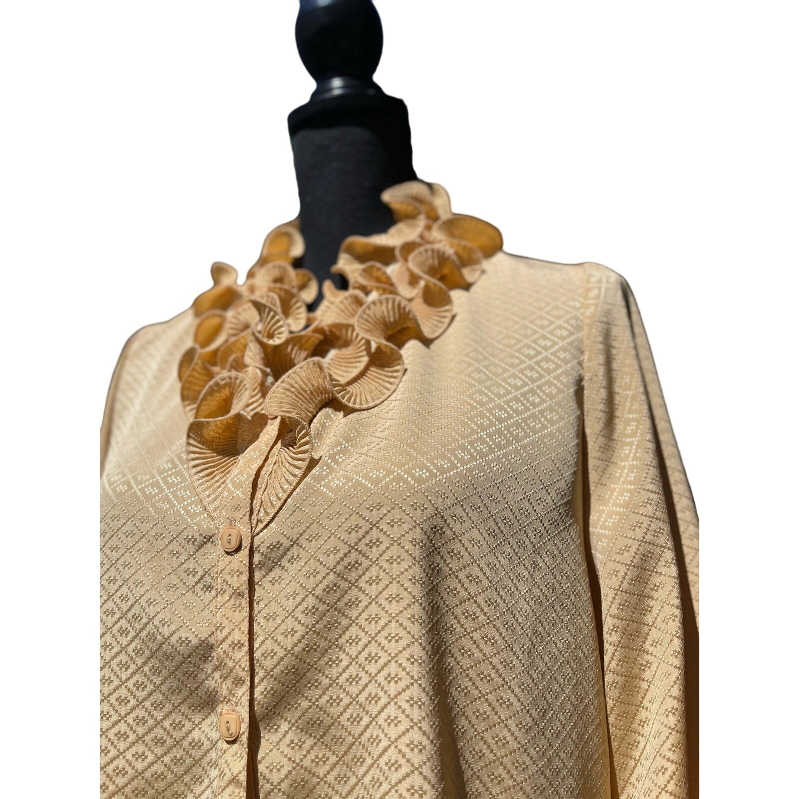 Vintage Style Ruffle Neck Blouse Size M