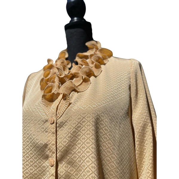 Vintage Style Ruffle Neck Blouse Size M