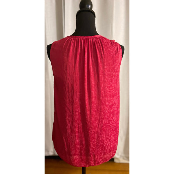 Silky Magenta Sleeveless V-Neck Blouse