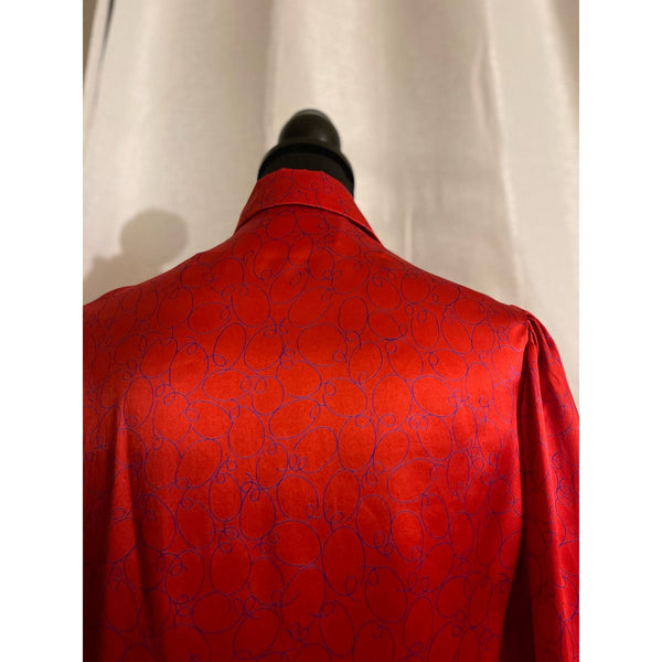 Silky Button Down Blouse Red Size S