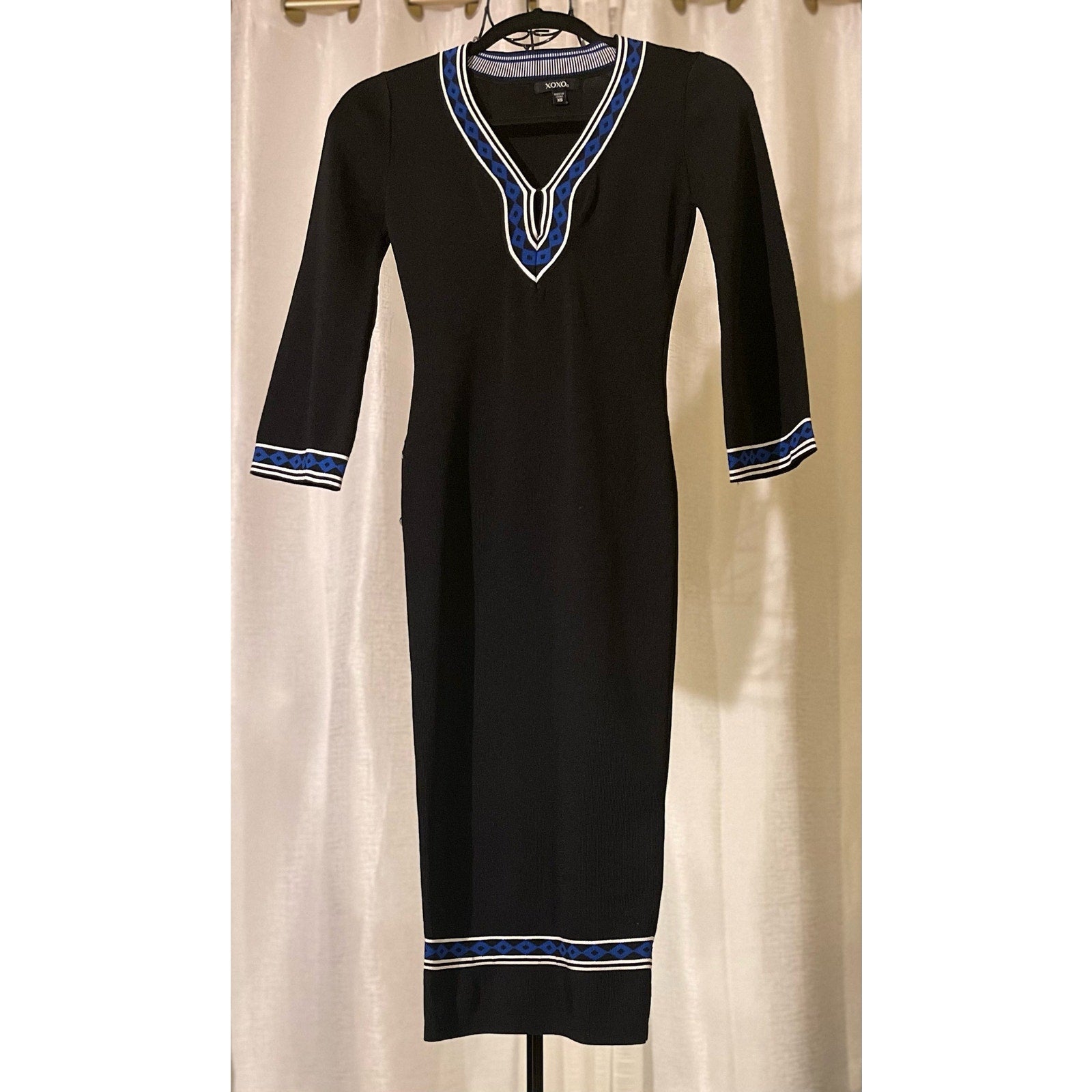 XOXO Black Bodycon Dress Semi-Bell Sleeve Size XS