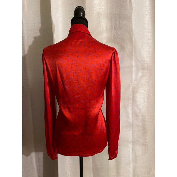 Silky Button Down Blouse Red Size S