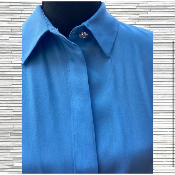Zara Sky Blue Soft Satin Effect Dress Size S