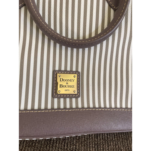 Dooney & Bourke Gray and White Striped Leather Satchel