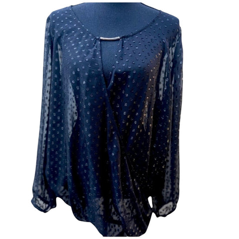 Lane Bryant Sheer Black Polka Dot Blouse Size 18/20