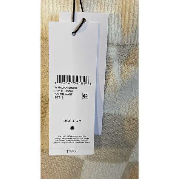 New UGG Maliah Knit Checkered Dress Shorts Tan Cream Size Small