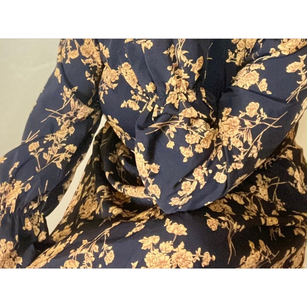 Black Floral Print Babydoll Dress