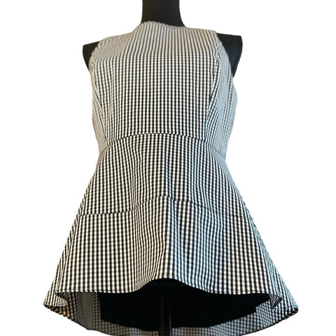 White House Black Market Gingham Plaid Peplum Sleeveless Top Size 8P
