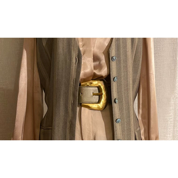 Vintage Patricia Green Details Leather Belt Gold hardware Size Large