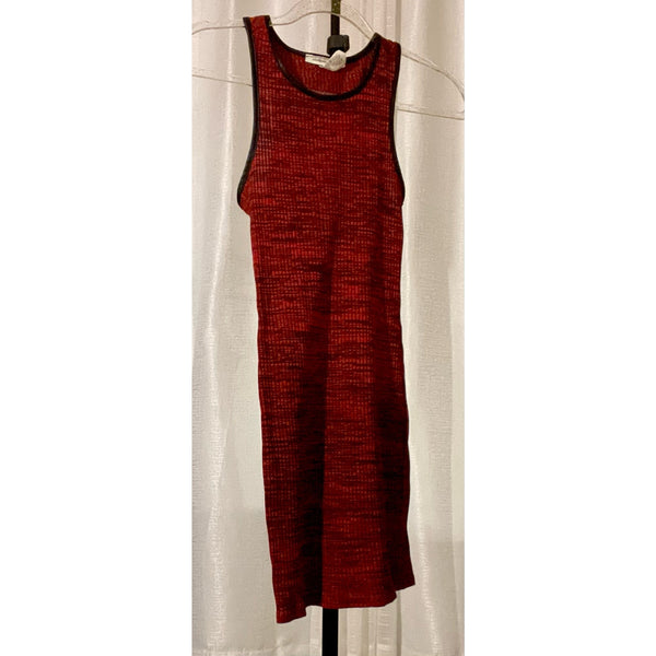 Ambiance Red Ribbed Bodycon Tank Dress Size Small Faux Leather Piping
