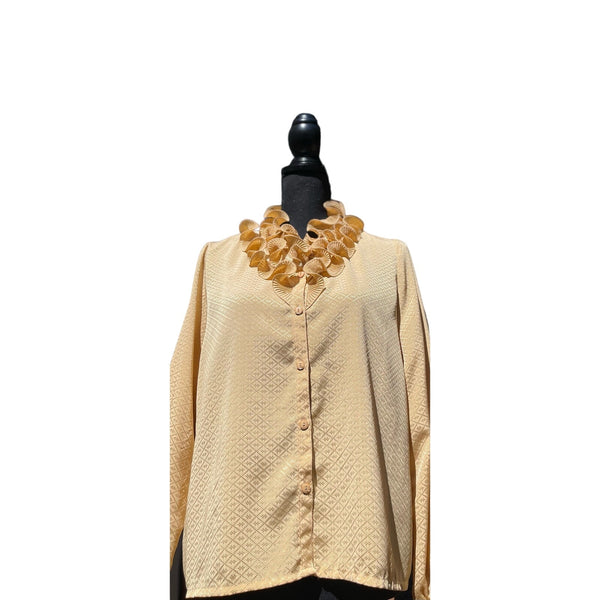 Vintage Style Ruffle Neck Blouse Size M