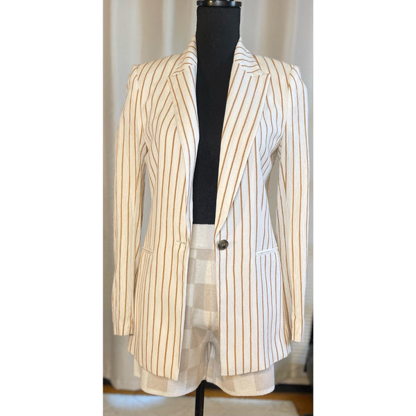 New UGG Maliah Knit Checkered Dress Shorts Tan Cream Size Small