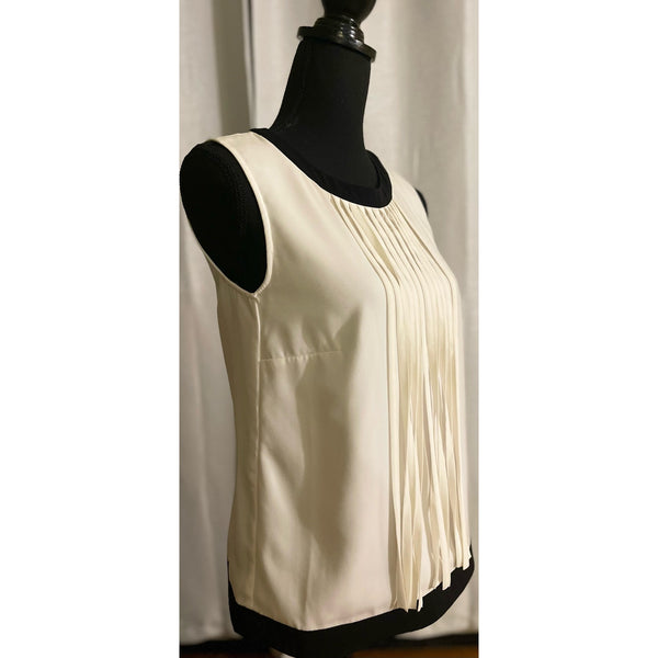 DKNYC Sleeveless Fringe Blouse Size Small