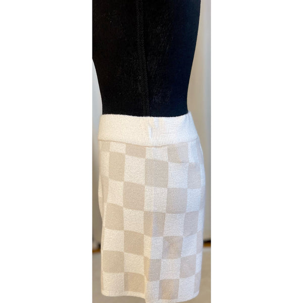 New UGG Maliah Knit Checkered Dress Shorts Tan Cream Size Small