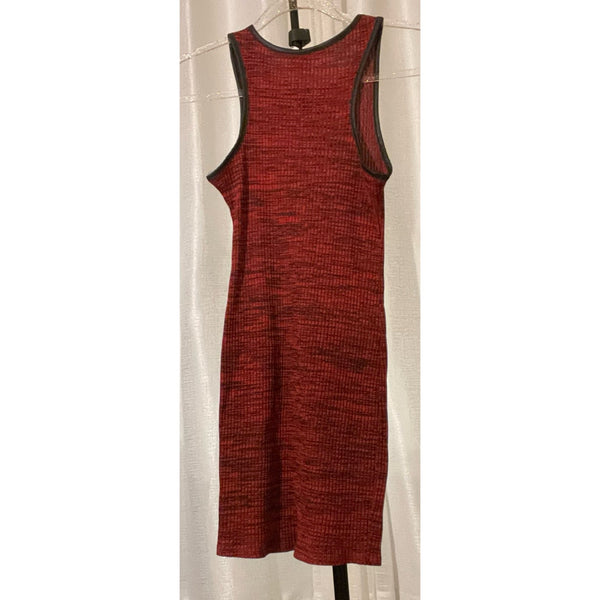 Ambiance Red Ribbed Bodycon Tank Dress Size Small Faux Leather Piping