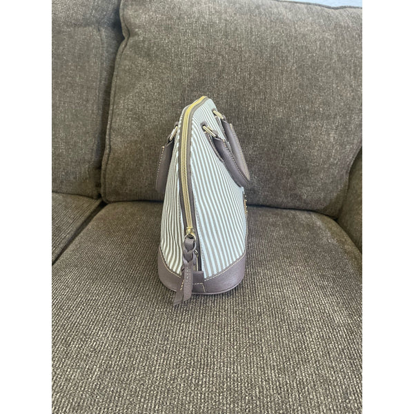 Dooney & Bourke Gray and White Striped Leather Satchel