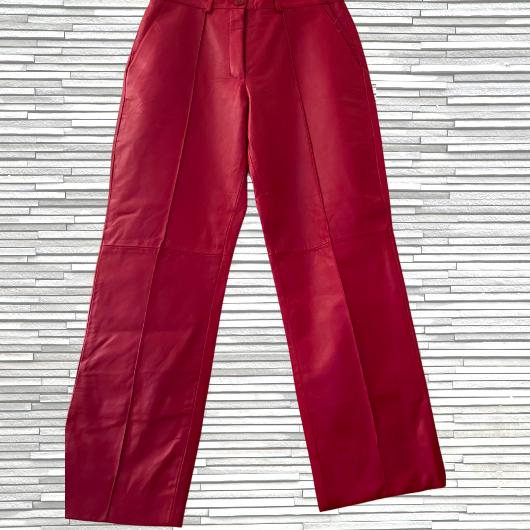 Excelled Red Soft Leather Pants