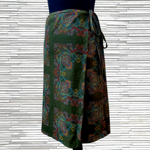 Paisley Faux Wrap Skirt