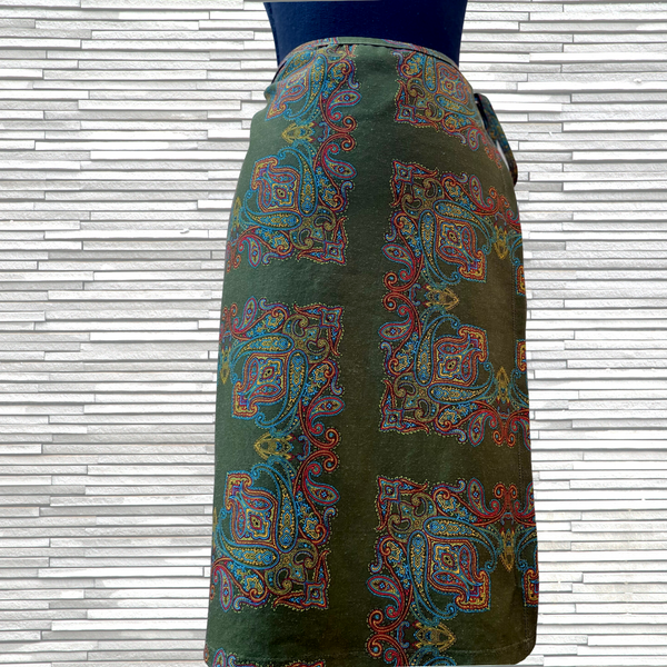 Paisley Faux Wrap Skirt