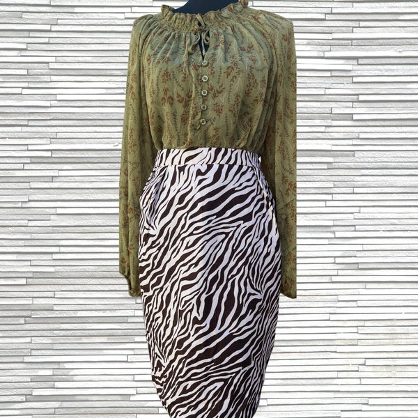 Zebra Print Midi Skirt (NWT)