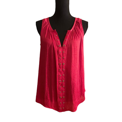 Silky Magenta Sleeveless V-Neck Blouse