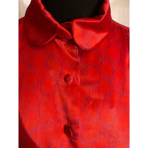 Silky Button Down Blouse Red Size S