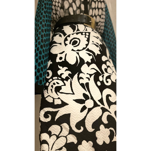Talbots Black and White Floral Pencil Skirt Size 8