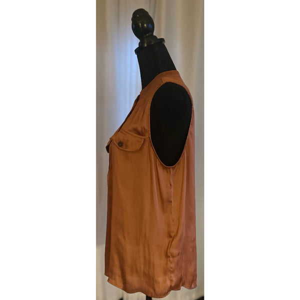 H&M Silky Copper Blouse Mandarin Collar Size 14