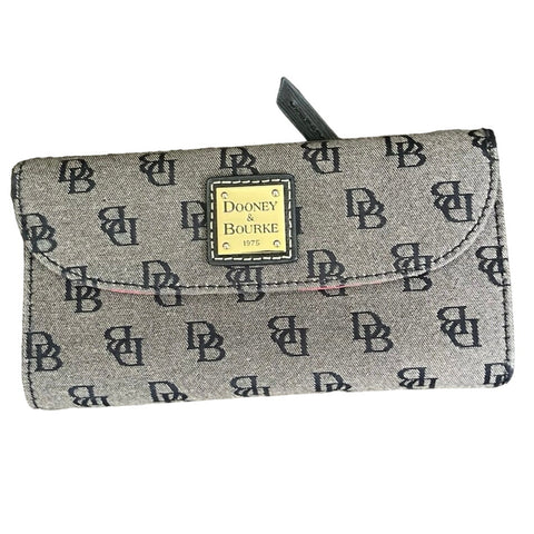 Dooney & Bourke Madison Signature Continental Clutch Gray Wallet Jacquard Women