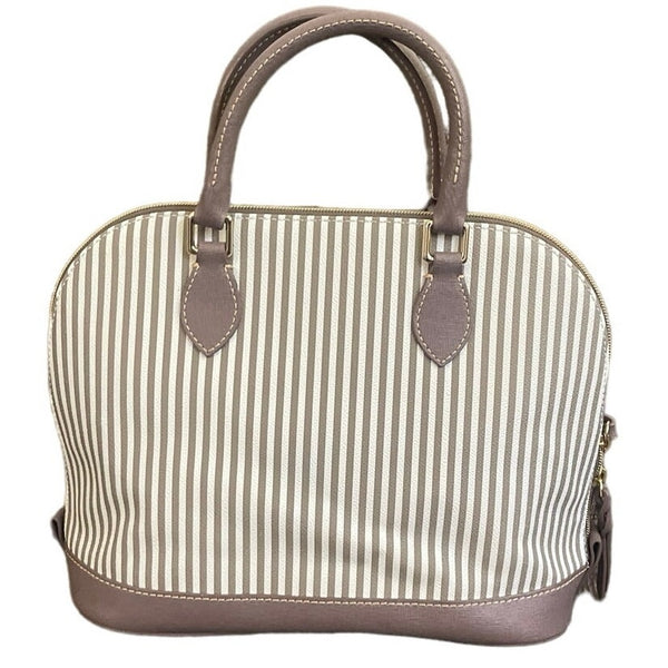 Dooney & Bourke Gray and White Striped Leather Satchel