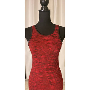 Ambiance Red Ribbed Bodycon Tank Dress Size Small Faux Leather Piping