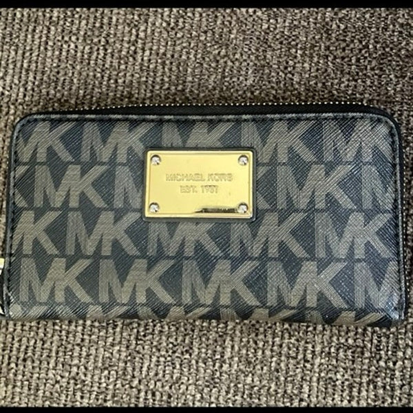 Michael Kors Coated Canvas Zip Around Wallet