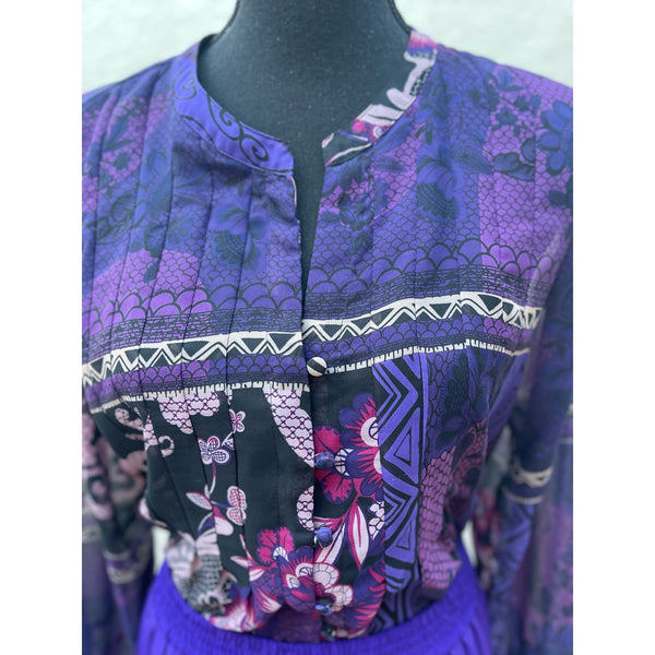 Chico's Purple Sheer Paisley Print Blouse Size M
