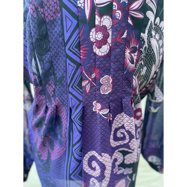 Chico's Purple Sheer Paisley Print Blouse Size M