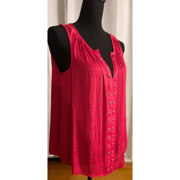 Silky Magenta Sleeveless V-Neck Blouse