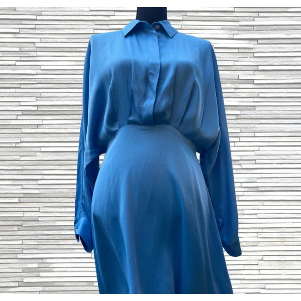 Zara Sky Blue Soft Satin Effect Dress Size S
