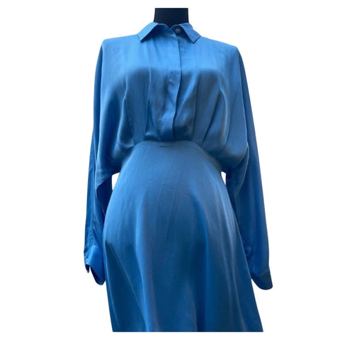 Zara Sky Blue Soft Satin Effect Dress Size S