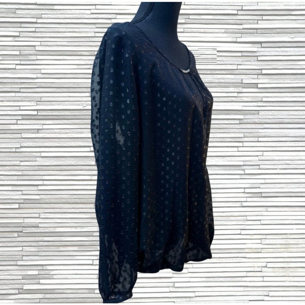 Lane Bryant Sheer Black Polka Dot Blouse Size 18/20