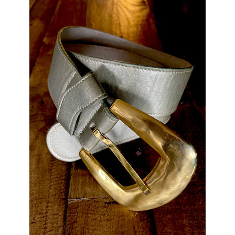 Vintage Patricia Green Details Leather Belt Gold hardware Size Large