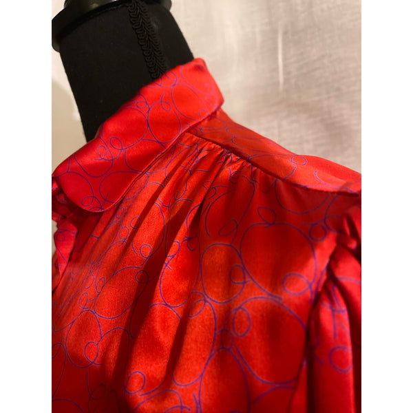 Silky Button Down Blouse Red Size S